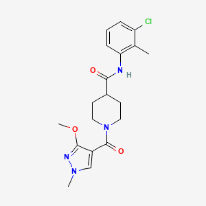 molecular formula C19H23ClN4O3 B2589732 N-(3-chloro-2-methylphenyl)-1-(3-methoxy-1-methyl-1H-pyrazole-4-carbonyl)piperidine-4-carboxamide CAS No. 1226459-03-5