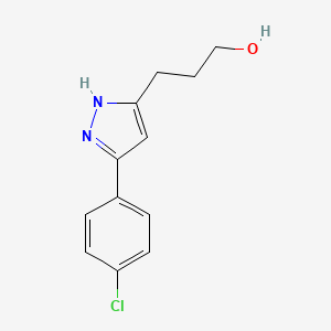 molecular formula C12H13ClN2O B2589738 3-[3-(4-chlorophenyl)-1H-pyrazol-5-yl]propan-1-ol CAS No. 439106-94-2