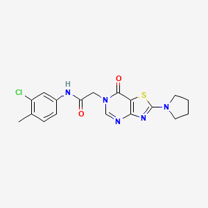 molecular formula C18H18ClN5O2S B2589784 N-(3-chloro-4-methylphenyl)-2-[7-oxo-2-(pyrrolidin-1-yl)-6H,7H-[1,3]thiazolo[4,5-d]pyrimidin-6-yl]acetamide CAS No. 1223964-44-0