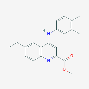 molecular formula C21H22N2O2 B2589795 Methyl 4-[(3,4-dimethylphenyl)amino]-6-ethylquinoline-2-carboxylate CAS No. 1206999-41-8