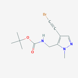 molecular formula C12H16BrN3O2 B2589806 Tert-butyl N-[[4-(2-bromoethynyl)-2-methylpyrazol-3-yl]methyl]carbamate CAS No. 2411288-09-8