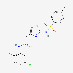 molecular formula C19H18ClN3O3S2 B2589818 N-(5-chloro-2-methylphenyl)-2-(2-(4-methylphenylsulfonamido)thiazol-4-yl)acetamide CAS No. 922072-49-9