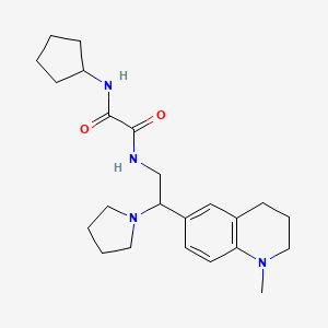 molecular formula C23H34N4O2 B2589832 N-cyclopentyl-N'-[2-(1-methyl-1,2,3,4-tetrahydroquinolin-6-yl)-2-(pyrrolidin-1-yl)ethyl]ethanediamide CAS No. 921923-87-7