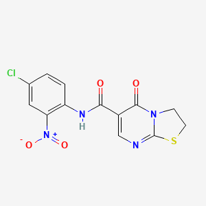 molecular formula C13H9ClN4O4S B2589874 N-(4-chloro-2-nitrophenyl)-5-oxo-2H,3H,5H-[1,3]thiazolo[3,2-a]pyrimidine-6-carboxamide CAS No. 443329-78-0