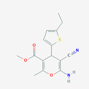 molecular formula C15H16N2O3S B258988 methyl 6-amino-5-cyano-4-(5-ethyl-2-thienyl)-2-methyl-4H-pyran-3-carboxylate 