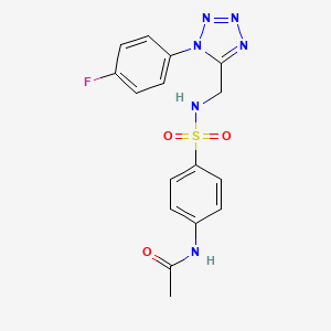 molecular formula C16H15FN6O3S B2589915 N-(4-(N-((1-(4-fluorophenyl)-1H-tetrazol-5-yl)methyl)sulfamoyl)phenyl)acetamide CAS No. 897623-87-9