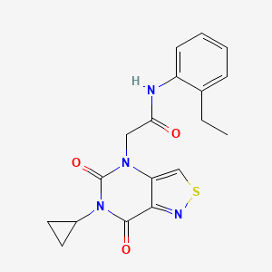 molecular formula C18H18N4O3S B2589937 2-{6-cyclopropyl-5,7-dioxo-4H,5H,6H,7H-[1,2]thiazolo[4,3-d]pyrimidin-4-yl}-N-(2-ethylphenyl)acetamide CAS No. 1251557-68-2