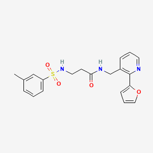 molecular formula C20H21N3O4S B2589945 N-((2-(furan-2-yl)pyridin-3-yl)methyl)-3-(3-methylphenylsulfonamido)propanamide CAS No. 2034441-34-2