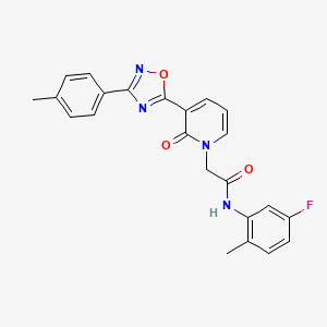 molecular formula C23H19FN4O3 B2589955 N-(5-fluoro-2-methylphenyl)-2-{3-[3-(4-methylphenyl)-1,2,4-oxadiazol-5-yl]-2-oxo-1,2-dihydropyridin-1-yl}acetamide CAS No. 1260920-86-2
