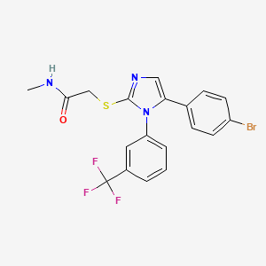 molecular formula C19H15BrF3N3OS B2589978 2-((5-(4-bromophenyl)-1-(3-(trifluoromethyl)phenyl)-1H-imidazol-2-yl)thio)-N-methylacetamide CAS No. 1226445-43-7