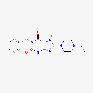 molecular formula C20H26N6O2 B2590001 1-benzyl-8-(4-ethylpiperazin-1-yl)-3,7-dimethyl-1H-purine-2,6(3H,7H)-dione CAS No. 876893-66-2