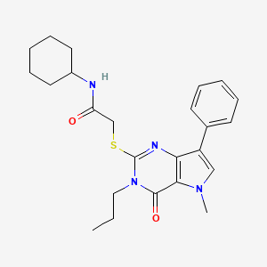molecular formula C24H30N4O2S B2590012 N-cyclohexyl-2-({5-methyl-4-oxo-7-phenyl-3-propyl-3H,4H,5H-pyrrolo[3,2-d]pyrimidin-2-yl}sulfanyl)acetamide CAS No. 1115458-15-5