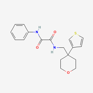 molecular formula C18H20N2O3S B2590039 N1-phenyl-N2-((4-(thiophen-3-yl)tetrahydro-2H-pyran-4-yl)methyl)oxalamide CAS No. 2309341-77-1