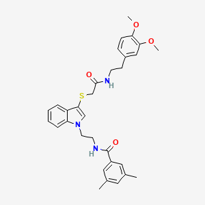 molecular formula C31H35N3O4S B2590054 N-(2-{3-[({[2-(3,4-dimethoxyphenyl)ethyl]carbamoyl}methyl)sulfanyl]-1H-indol-1-yl}ethyl)-3,5-dimethylbenzamide CAS No. 532974-42-8