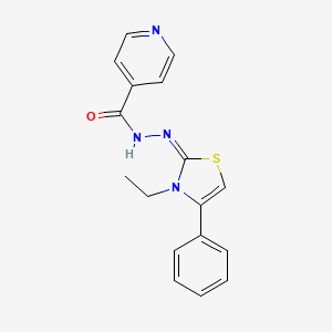 (E)-N'-(3-ethyl-4-phenylthiazol-2(3H)-ylidene)isonicotinohydrazide