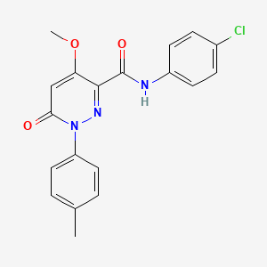 molecular formula C19H16ClN3O3 B2590109 N-(4-chlorophenyl)-4-methoxy-1-(4-methylphenyl)-6-oxo-1,6-dihydropyridazine-3-carboxamide CAS No. 1004390-57-1