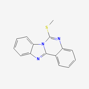 molecular formula C15H11N3S B2590127 9-(methylsulfanyl)-8,10,17-triazatetracyclo[8.7.0.0^{2,7}.0^{11,16}]heptadeca-1(17),2,4,6,8,11(16),12,14-octaene CAS No. 76196-83-3