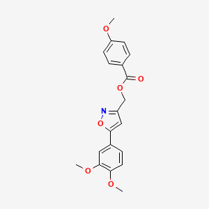 molecular formula C20H19NO6 B2590142 [5-(3,4-dimethoxyphenyl)-1,2-oxazol-3-yl]methyl 4-methoxybenzoate CAS No. 953177-47-4