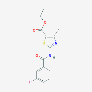 molecular formula C14H13FN2O3S B259015 Ethyl 2-[(3-fluorobenzoyl)amino]-4-methyl-1,3-thiazole-5-carboxylate 