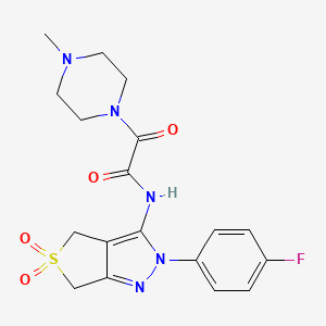molecular formula C18H20FN5O4S B2590178 N-(2-(4-fluorophenyl)-5,5-dioxido-4,6-dihydro-2H-thieno[3,4-c]pyrazol-3-yl)-2-(4-methylpiperazin-1-yl)-2-oxoacetamide CAS No. 899733-45-0