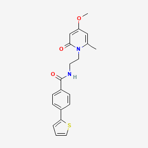 molecular formula C20H20N2O3S B2590209 N-(2-(4-methoxy-6-methyl-2-oxopyridin-1(2H)-yl)ethyl)-4-(thiophen-2-yl)benzamide CAS No. 2034548-22-4