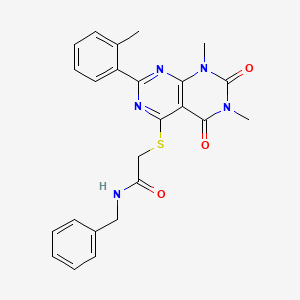molecular formula C24H23N5O3S B2590227 N-benzyl-2-((6,8-dimethyl-5,7-dioxo-2-(o-tolyl)-5,6,7,8-tetrahydropyrimido[4,5-d]pyrimidin-4-yl)thio)acetamide CAS No. 893904-29-5