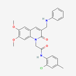 molecular formula C27H26ClN3O4 B2590231 N-(2-chloro-4-methylphenyl)-2-{6,7-dimethoxy-2-oxo-3-[(phenylamino)methyl]-1,2-dihydroquinolin-1-yl}acetamide CAS No. 899966-40-6