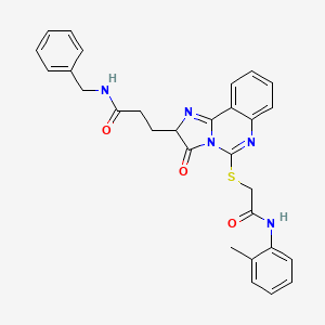 molecular formula C29H27N5O3S B2590258 N-benzyl-3-[5-({[(2-methylphenyl)carbamoyl]methyl}sulfanyl)-3-oxo-2H,3H-imidazo[1,2-c]quinazolin-2-yl]propanamide CAS No. 1037293-41-6