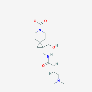 molecular formula C20H35N3O4 B2590264 Tert-butyl 2-[[[(E)-4-(dimethylamino)but-2-enoyl]amino]methyl]-2-(hydroxymethyl)-6-azaspiro[2.5]octane-6-carboxylate CAS No. 2411337-58-9
