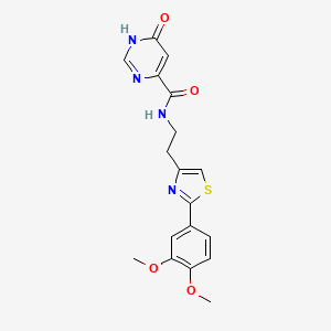 molecular formula C18H18N4O4S B2590268 N-(2-(2-(3,4-dimethoxyphenyl)thiazol-4-yl)ethyl)-6-hydroxypyrimidine-4-carboxamide CAS No. 2034360-95-5