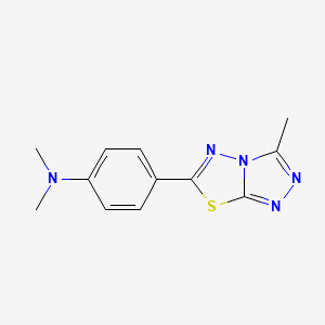 molecular formula C12H13N5S B2590304 N,N-dimethyl-4-(3-methyl[1,2,4]triazolo[3,4-b][1,3,4]thiadiazol-6-yl)aniline CAS No. 1986547-19-6