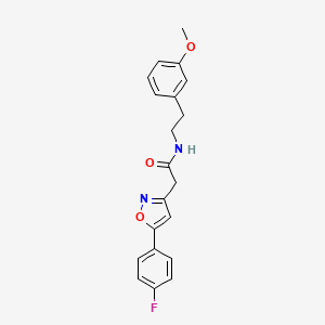 molecular formula C20H19FN2O3 B2590343 2-[5-(4-fluorophenyl)-1,2-oxazol-3-yl]-N-[2-(3-methoxyphenyl)ethyl]acetamide CAS No. 953202-96-5