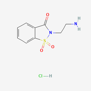 molecular formula C9H11ClN2O3S B2590347 2-(2-aminoethyl)-2,3-dihydro-1,2-benzothiazole-1,1,3-trione hydrochloride CAS No. 68287-34-3