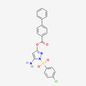 5-amino-1-((4-chlorophenyl)sulfonyl)-1H-pyrazol-3-yl [1,1'-biphenyl]-4-carboxylate