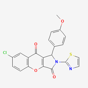 molecular formula C21H13ClN2O4S B2590363 7-Chloro-1-(4-methoxyphenyl)-2-(thiazol-2-yl)-1,2-dihydrochromeno[2,3-c]pyrrole-3,9-dione CAS No. 634566-42-0