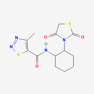 molecular formula C13H16N4O3S2 B2590370 N-(2-(2,4-dioxothiazolidin-3-yl)cyclohexyl)-4-methyl-1,2,3-thiadiazole-5-carboxamide CAS No. 942677-18-1