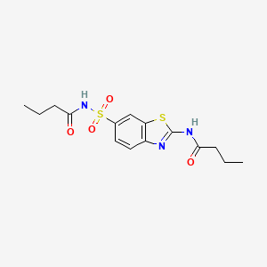 molecular formula C15H19N3O4S2 B2590384 N-[(2-butanamido-1,3-benzothiazol-6-yl)sulfonyl]butanamide CAS No. 881042-58-6