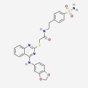 2-((4-(benzo[d][1,3]dioxol-5-ylamino)quinazolin-2-yl)thio)-N-(4-sulfamoylphenethyl)acetamide