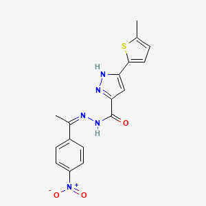 (Z)-3-(5-methylthiophen-2-yl)-N'-(1-(4-nitrophenyl)ethylidene)-1H-pyrazole-5-carbohydrazide