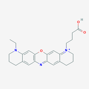 molecular formula C24H28N3O3+ B025904 4-(20-Ethyl-2-oxa-13,20-diaza-6-azoniapentacyclo[12.8.0.03,12.05,10.016,21]docosa-1(14),3,5,10,12,15,21-heptaen-6-yl)butanoic acid CAS No. 185308-24-1