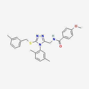 molecular formula C27H28N4O2S B2590409 N-{[4-(2,5-dimethylphenyl)-5-{[(3-methylphenyl)methyl]sulfanyl}-4H-1,2,4-triazol-3-yl]methyl}-4-methoxybenzamide CAS No. 476432-81-2