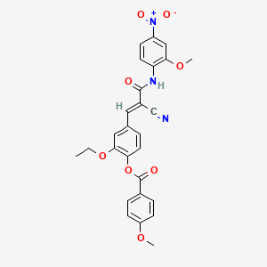 molecular formula C27H23N3O8 B2590419 [4-[(E)-2-cyano-3-(2-methoxy-4-nitroanilino)-3-oxoprop-1-enyl]-2-ethoxyphenyl] 4-methoxybenzoate CAS No. 380477-85-0