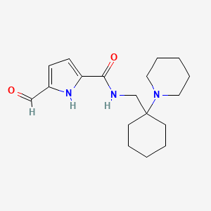 molecular formula C18H27N3O2 B2590439 5-Formyl-N-[(1-piperidin-1-ylcyclohexyl)methyl]-1H-pyrrole-2-carboxamide CAS No. 2249417-06-7