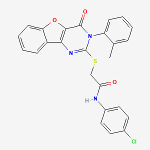 molecular formula C25H18ClN3O3S B2590442 N-(4-chlorophenyl)-2-((4-oxo-3-(o-tolyl)-3,4-dihydrobenzofuro[3,2-d]pyrimidin-2-yl)thio)acetamide CAS No. 895649-43-1