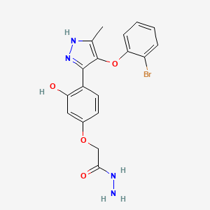 molecular formula C18H17BrN4O4 B2590452 2-(4-(4-(2-bromophenoxy)-5-methyl-1H-pyrazol-3-yl)-3-hydroxyphenoxy)acetohydrazide CAS No. 1095768-50-5