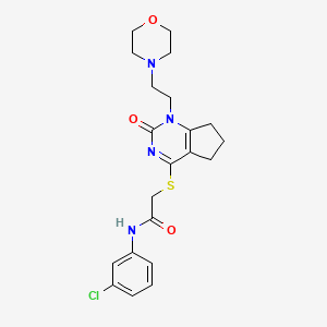 molecular formula C21H25ClN4O3S B2590453 N-(3-chlorophenyl)-2-({1-[2-(morpholin-4-yl)ethyl]-2-oxo-1H,2H,5H,6H,7H-cyclopenta[d]pyrimidin-4-yl}sulfanyl)acetamide CAS No. 950461-91-3