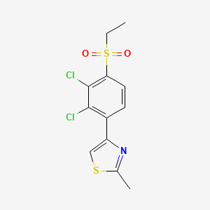 molecular formula C12H11Cl2NO2S2 B2590456 4-[2,3-Dichloro-4-(ethylsulfonyl)phenyl]-2-methyl-1,3-thiazole CAS No. 672951-38-1