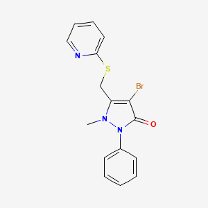 4-Bromo-2-methyl-1-phenyl-3-(2-pyridylthiomethyl)-3-pyrazolin-5-one