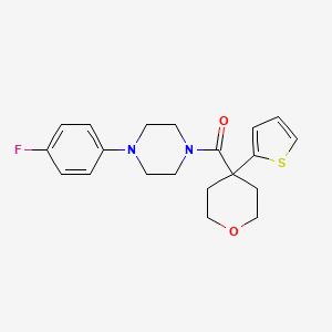 molecular formula C20H23FN2O2S B2590486 1-(4-fluorophenyl)-4-[4-(thiophen-2-yl)oxane-4-carbonyl]piperazine CAS No. 877649-42-8