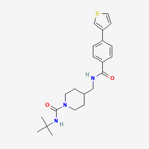 molecular formula C22H29N3O2S B2590501 N-(tert-butyl)-4-((4-(thiophen-3-yl)benzamido)methyl)piperidine-1-carboxamide CAS No. 2034409-34-0